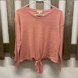 WALKING ON SUNSHINE BLUSH TIE FRONT TOP XL NEW
